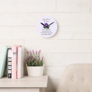Horloge Ronde Juillet Mois de naissance Fleur Larkspur Floral Ar