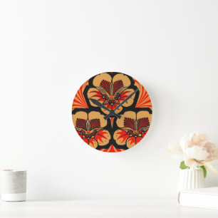 Horloge Ronde Julie de Graag Art Nouveau Vintage Gravure sur Boi