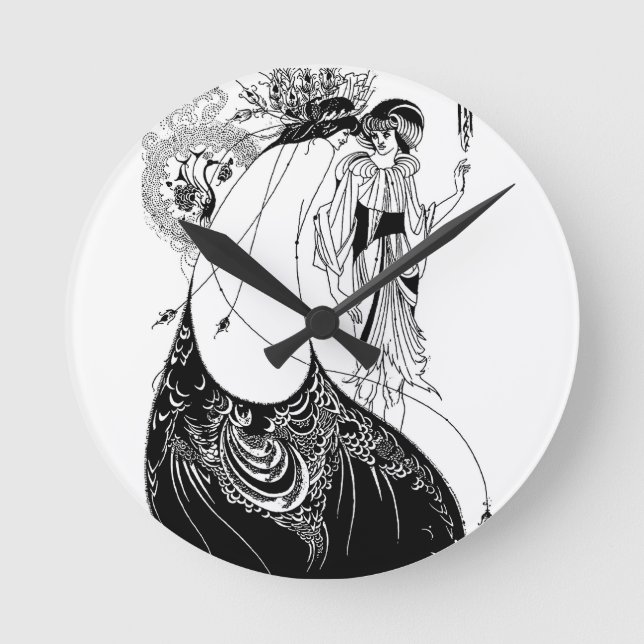 Horloge Ronde Jupe Peacock Beardsley Art Nouveau (Recto)