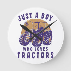 Horloge Ronde Juste un garçon qui aime les tracteurs de ferme ca