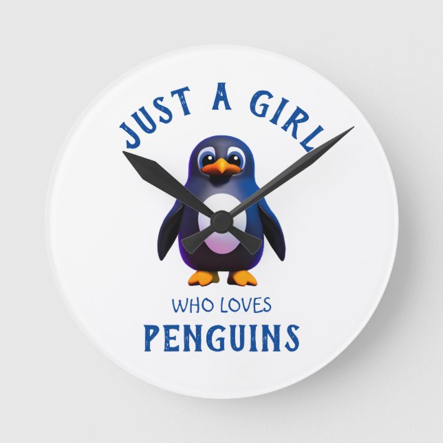 Horloge Ronde Juste une fille qui aime les pingouins (Recto)