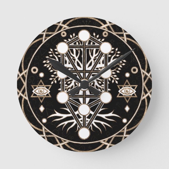 Horloge Ronde Kabbalah L'Arbre de Vie Ornament de Géométrie Sacr (Recto)