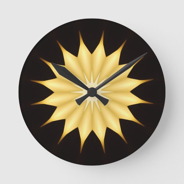 Horloge Ronde Kaleidoscope Design Bright Yellow Star (Recto)