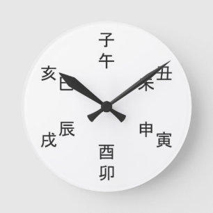 Horloge Ronde Kanji Clock - Chinese Zodiac - Time of the Day - 