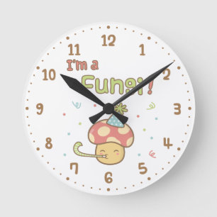 Horloge Ronde Kawaii Je suis un champignon de fête Champignons D
