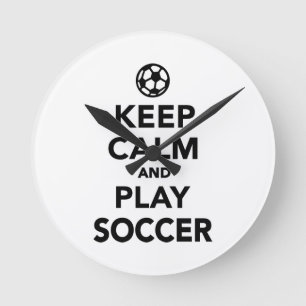 Horloge Ronde Keep calm and play Soccer