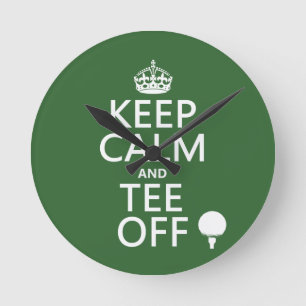 Horloge Ronde Keep Calm and Tee Off - Golf presents, tous colors