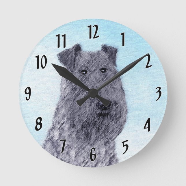 Horloge Ronde Kerry Blue Terrier peinture mignonne Chien d'origi (Recto)