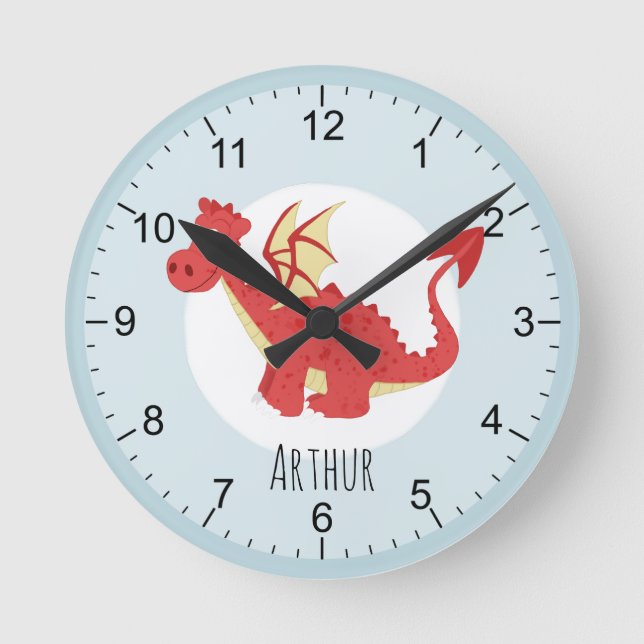 Horloge Ronde Kids Magical Red Welsh Dragon (Recto)