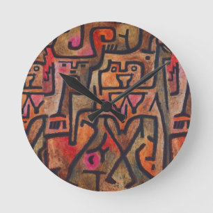 Horloge Ronde Klee Abstrait Rouge Expressionnisme Abstrait Natur