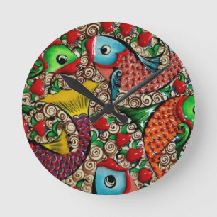 Horloge Ronde Koi Fish