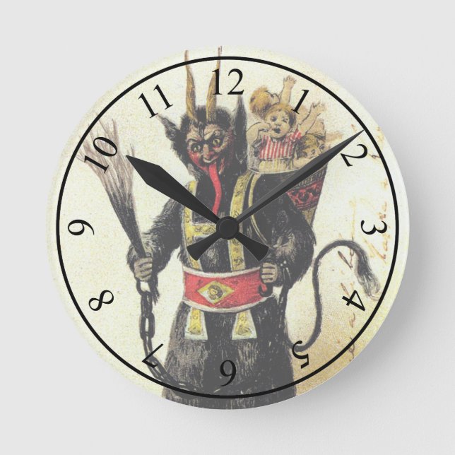 Horloge Ronde Krampus Méchant Démon Effrayant Noël Fêtes (Recto)