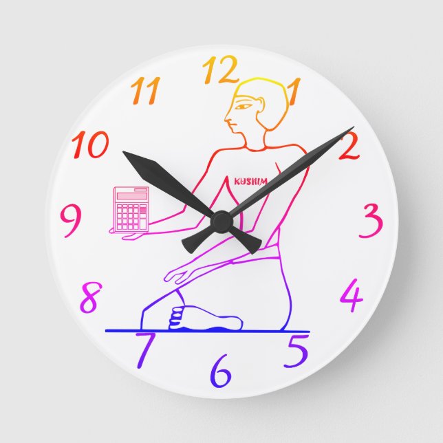 Horloge Ronde "Kushim le comptable qui détient une calculatrice" (Recto)