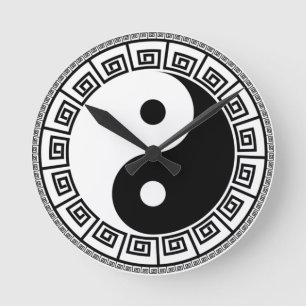 Horloge Ronde La balance : Ba Gua, huit trigrammes yin yang TCM