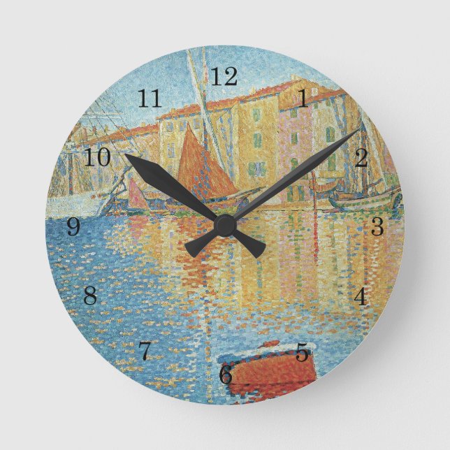 Horloge Ronde La Bouée Rouge par Paul Signac, Pointillisme Vinta (Recto)