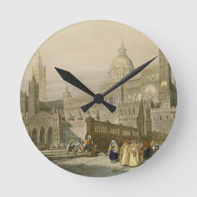 Horloge Ronde La cathédrale de Palerme, Sicile, gravée par John (Recto)