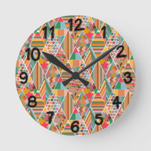 Horloge Ronde La courtepointe Boho Crazy
