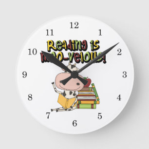 Horloge Ronde La lecture est MOO-velous