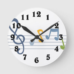 Horloge Ronde La musique colorée de bande dessinée note