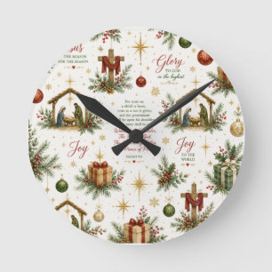 Horloge Ronde La Nativité de Noël Se souvenir de la naissance