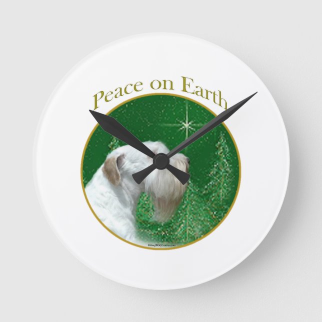 Horloge Ronde La paix de Sealyham Terrier sur Terre (Recto)