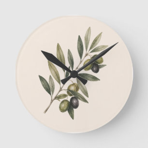 Horloge Ronde La paix grandit ici   Branche d'olive botanique vi