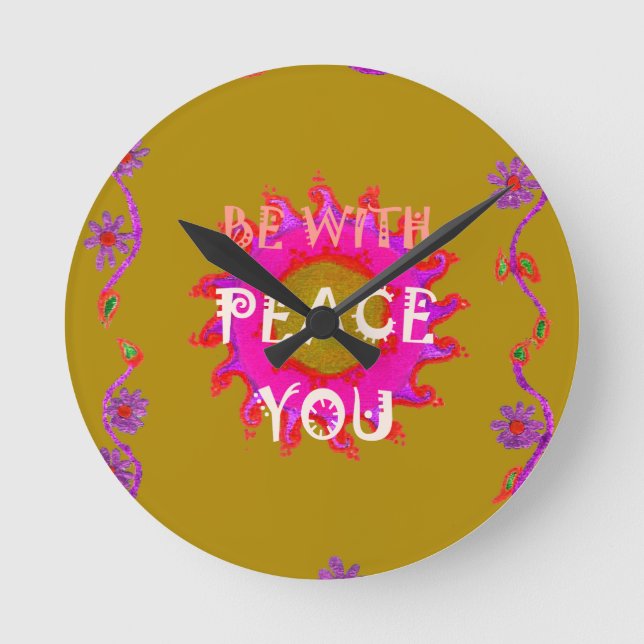 Horloge Ronde La Paix Inspirante Soyez Avec Vous Design Vector A (Recto)