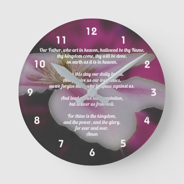 Horloge Ronde La prière du Seigneur Notre Père Clematis (Recto)
