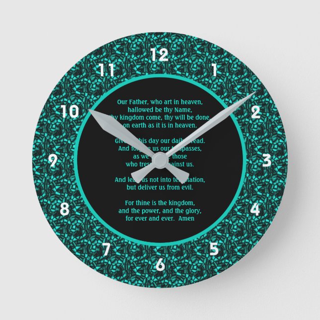 Horloge Ronde La prière du Seigneur Notre Père Frontière Abstrai (Recto)