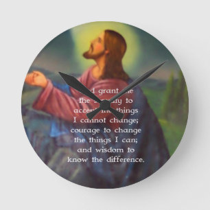 Horloge Ronde La Prière Sérénité Avec La Peinture De Jésus-