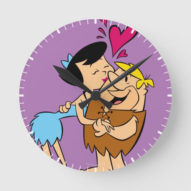 Horloge Ronde La prise de bec de baiser des Flintstones | Betty (Recto)