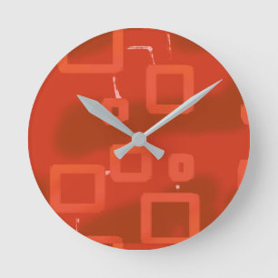 Horloge Ronde La Saint-Valentin Rouge Abstrait Géométrique Fanta