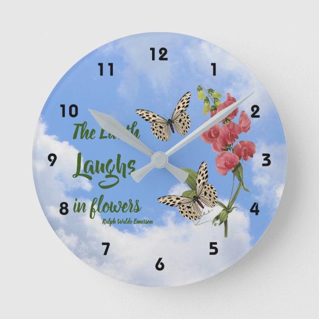 Horloge Ronde La Terre Rire En Fleurs Pois Doux Inspirationnel (Recto)