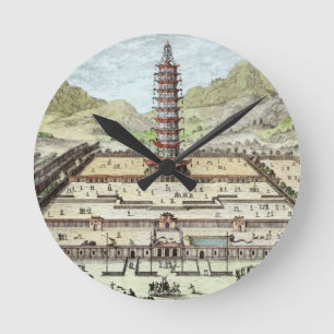 Horloge Ronde La tour de porcelaine de Nan-King, plaquent 12 de