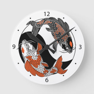 Horloge Ronde la vie, c' est l' équilibre. Poisson de carpe koi
