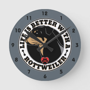 Horloge Ronde La Vie Est Meilleure Avec Une race De Chiens Rottw