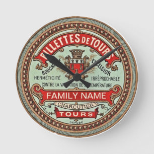 Horloge Ronde Label Apothecary Personalized Colorful Vintage
