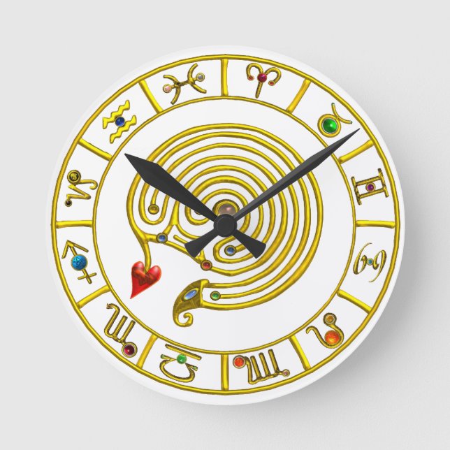 Horloge Ronde LABYRINTHE ASTRAL CARTE DU ZODIAQUE OR Astrologie (Recto)