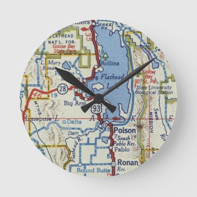 Horloge Ronde Lac Flathead et Polson (Recto)