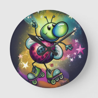 Horloge Ronde Ladybug Roller Disco Wall Clock