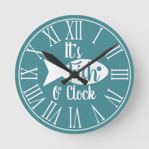 Horloge Ronde Lake House Fish O' Clock Fish Silhouette