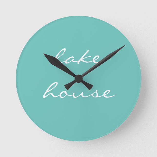 Horloge Ronde Lake House Turquoise Blue Aqua White Elegant Cool  (Recto)