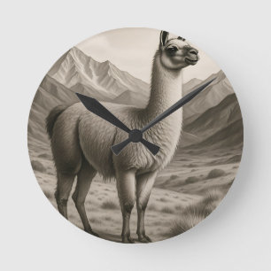 Horloge Ronde Lama majestueux dans les montagnes andéennes