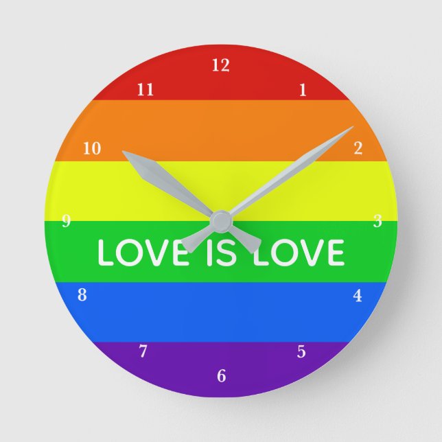 Horloge Ronde L'amour est amour Rainbow Gay pride mignon LGBT (Recto)