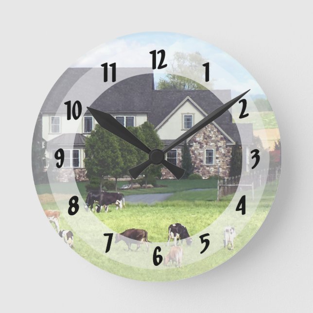 Horloge Ronde Lancaster PA - Ferme familiale avec vaches en pâtu (Recto)