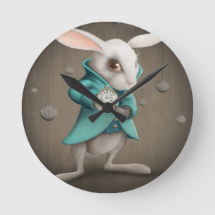 Horloge Ronde lapin blanc avec l'horloge