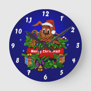Horloge Ronde Lapin de Noël