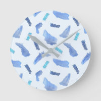 L'aquarelle bleue repère l'horloge murale ronde