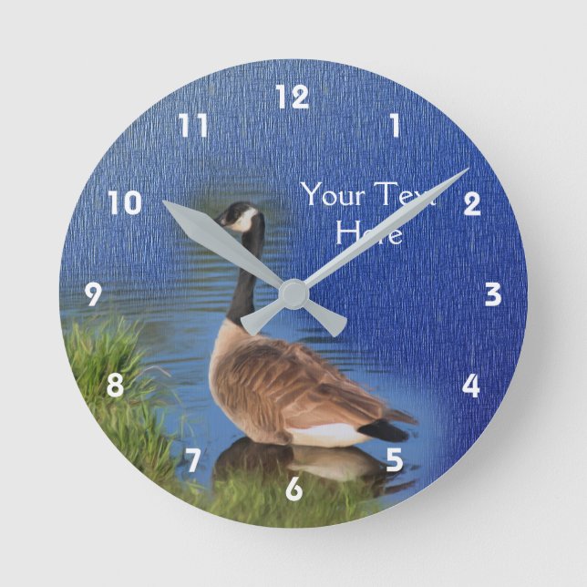 Horloge Ronde L'art de la nature des oies du Canada personnalisé (Recto)