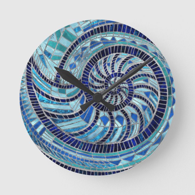 Horloge Ronde L'art mosaïque de Nautilus Shell (Recto)